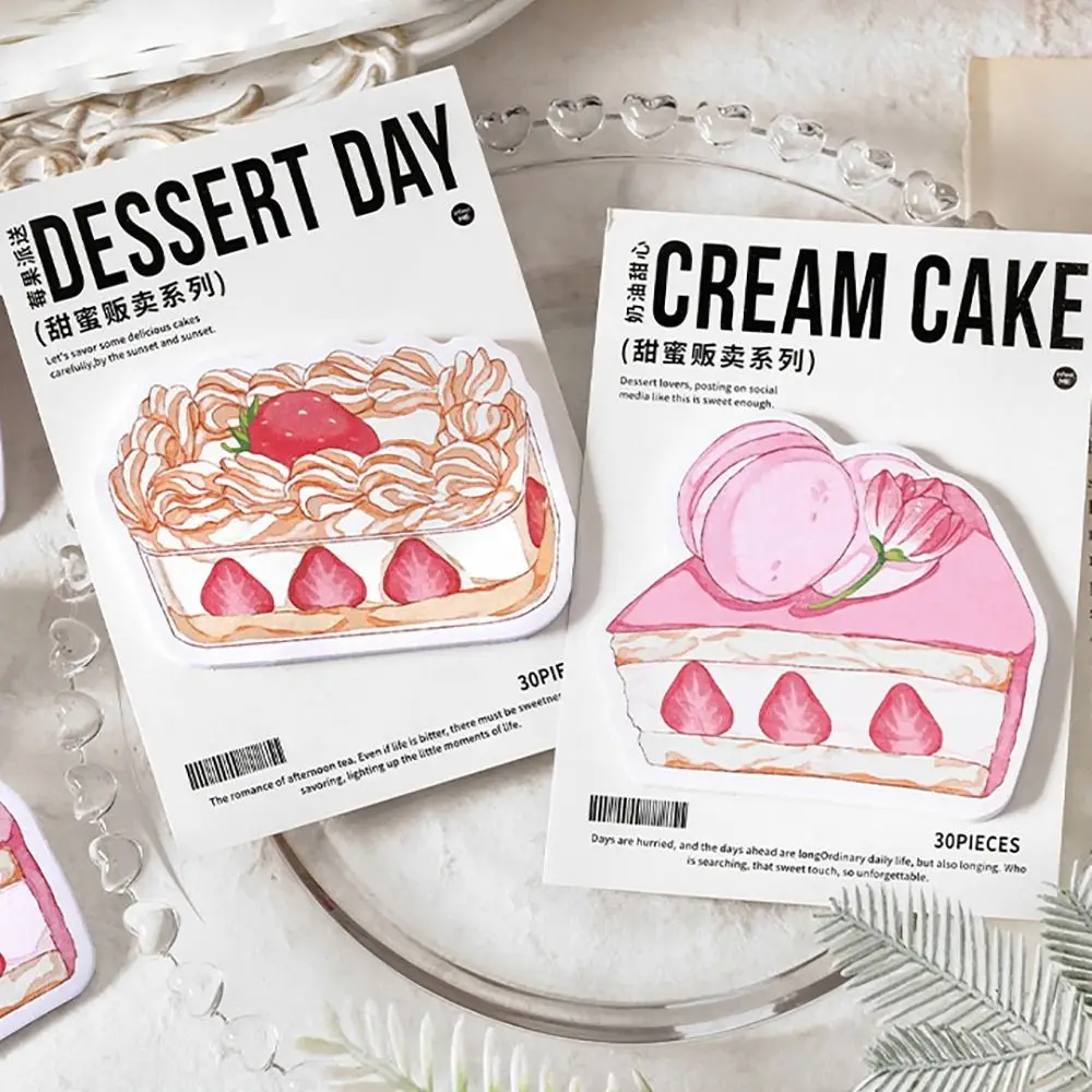 30Sheets Portable Desserts Sticky Notes 30Sheets Cartoon Notepad Stationery Memo Pad