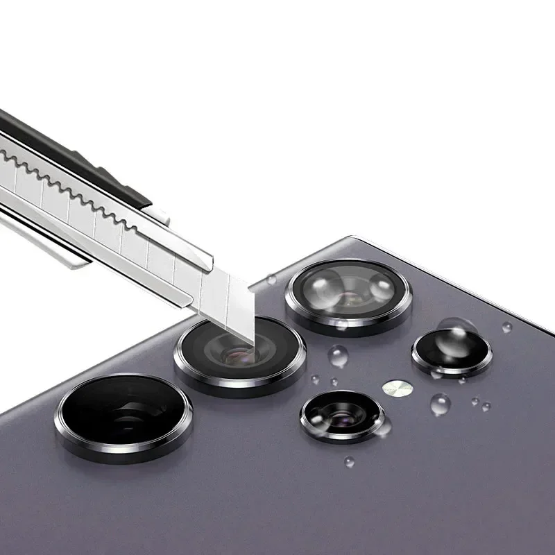 كاميرا ماتيل الدائري لسامسونج غالاكسي S24 الترا S23 FE زائد S24 + S22 الترا عودة عدسة الزجاج المقسى غطاء حماية الغطاء الخلفي