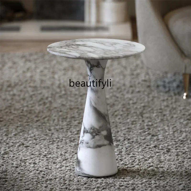 L Natural marble medieval Italian light luxury industrial style living room creative corner table luxury stone small side table