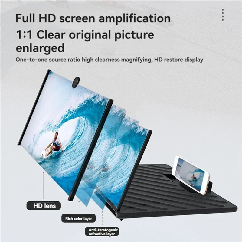 2Pcs 20 Inch Screen Magnifier 3D HD Phone Magnification Projector Screen Magnification Black-TCE
