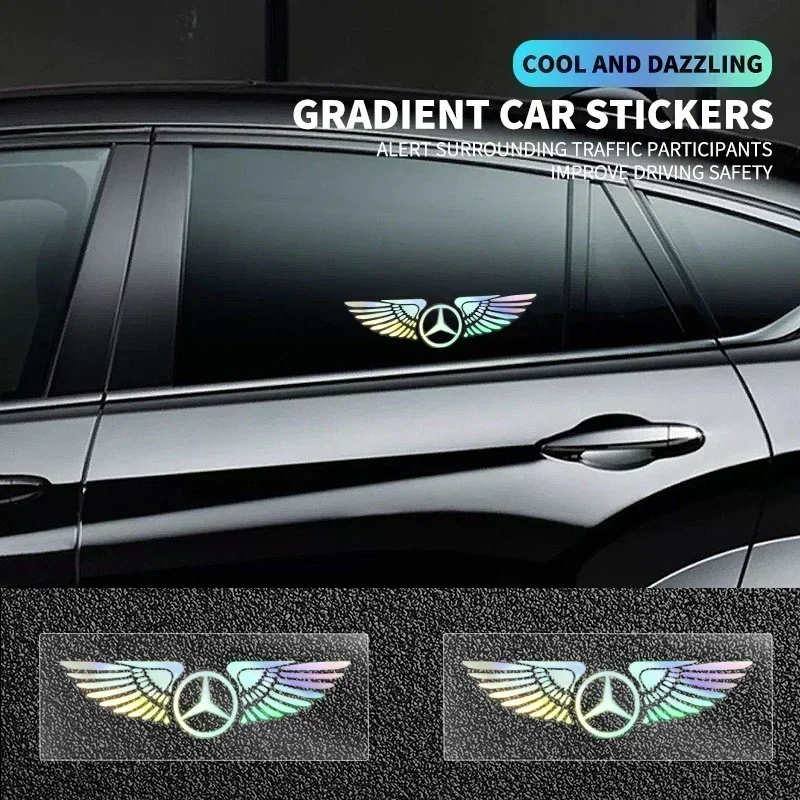 Car Logo Decorative Colorful Laser Reflective Waterproof For Mercedes Benz W220 W205 W211 W212 GLC GLS AMG W203 Accessories