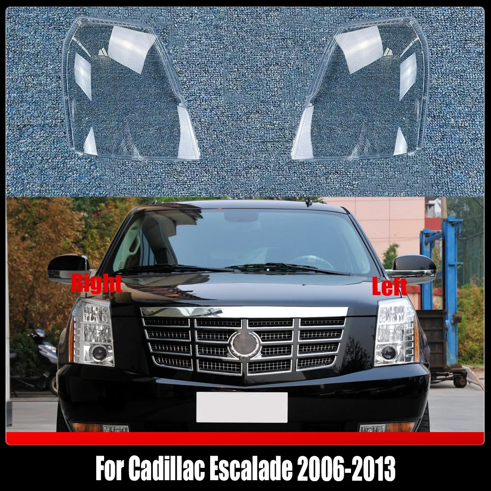 

Headlight Shade Transparent Lampshade Lens Headlamp Cover Lamp Shell Plexiglass Black Edge For Cadillac Escalade 2006-2013