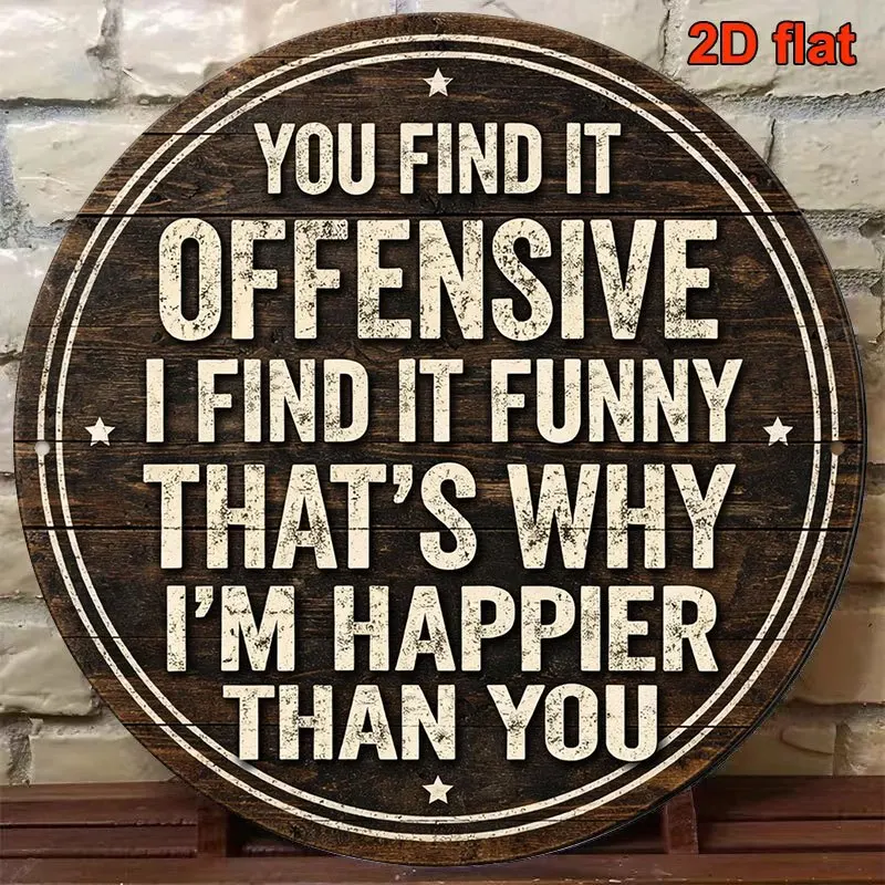 1pc 8 X 8In/20 X 20Cm 2D Flat Circular Sign, Retro Plaque about 