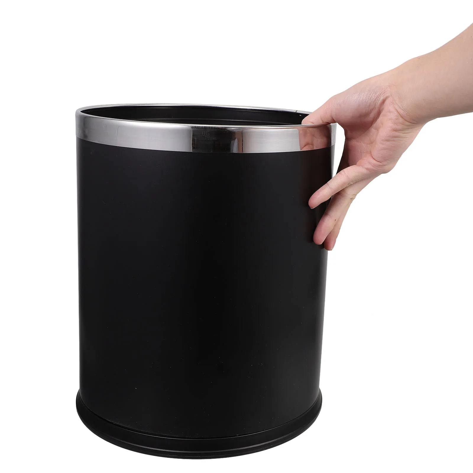 سلة مهملات بطبقة مزدوجة سعة 18 لترًا، هيكل حديد PP قوي، سلة نفايات زخرفية سهلة التنظيف لغرفة نوم المطبخ والحمام في الفندق #2