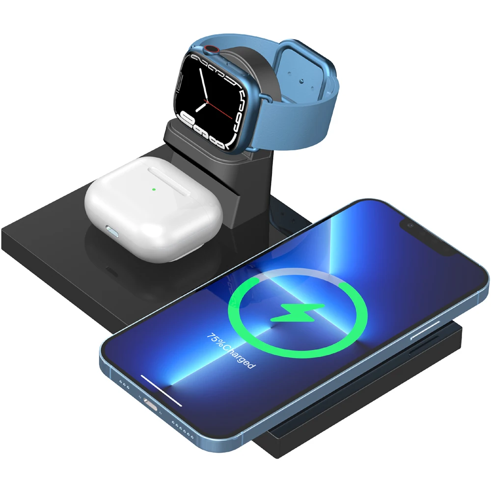 3 in 1 Wireless Charging Station,Charger Station [Compatible with MagSafe],Foldable Charging Pad for Multiple Devices for iPhone