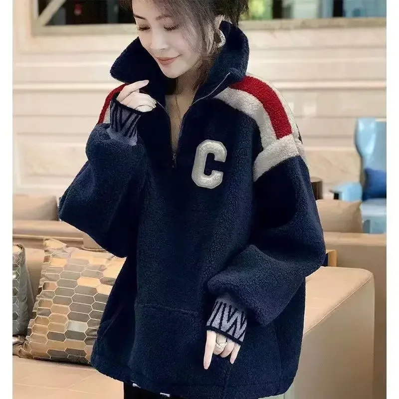 New Autumn Winter Women Golf Clothing Embroidery Hoodie With Loose Design Western-Style Plush Casual Plush Thickened Top Wear