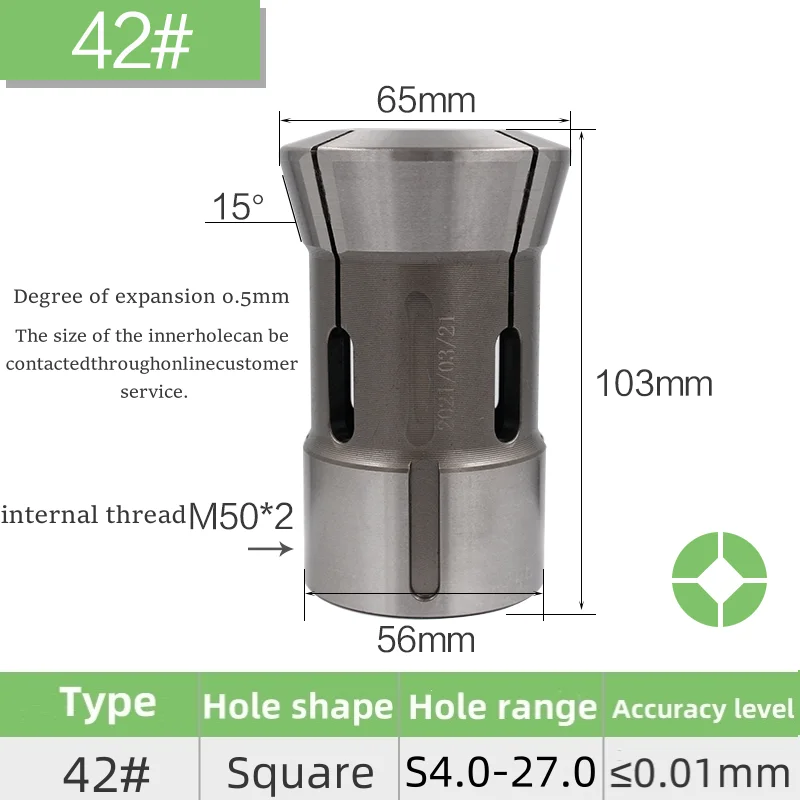 

Square Hole 42# Type CNC lathe Back Pull collet Spring Steel High Precision Chuck Round Square Hexagon