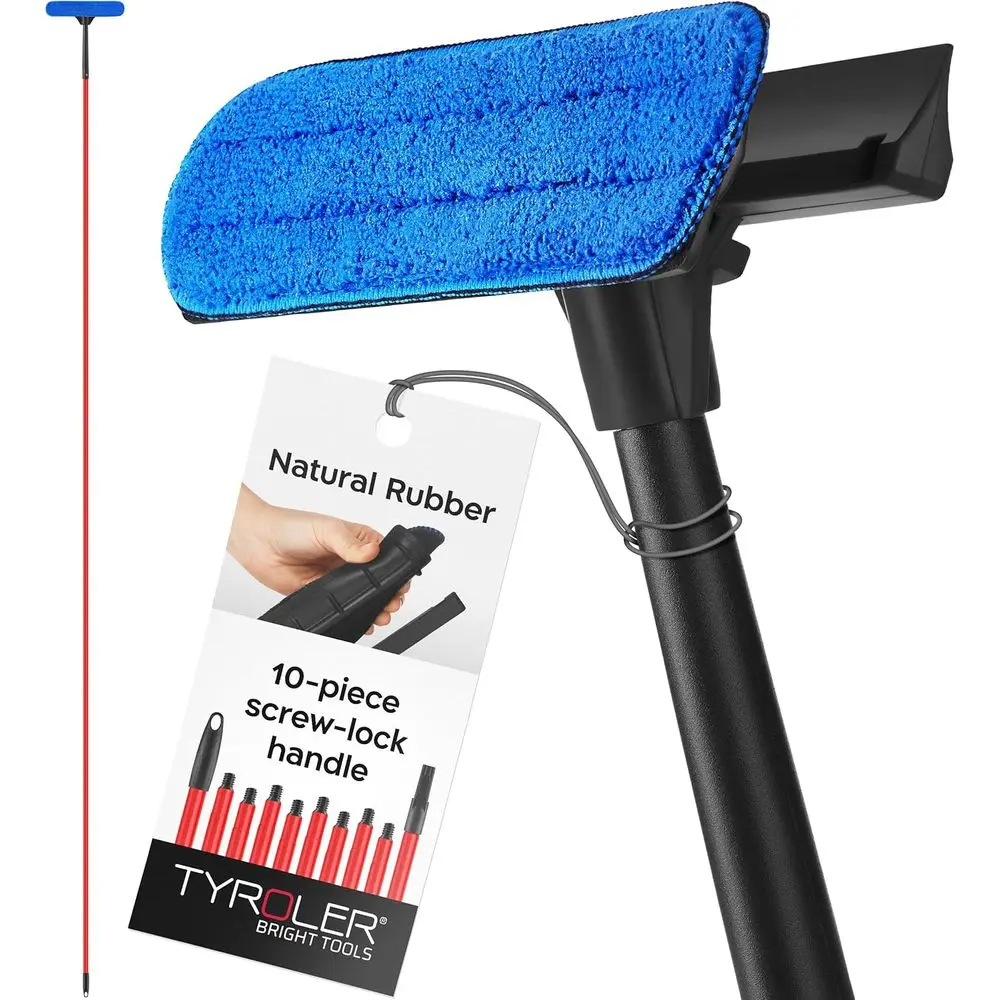 

Long-Reach Window Squeegee Kit, 1-12.5 ft, Dual-Purpose Tool for Indoor & Outdoor Glass Cleaning