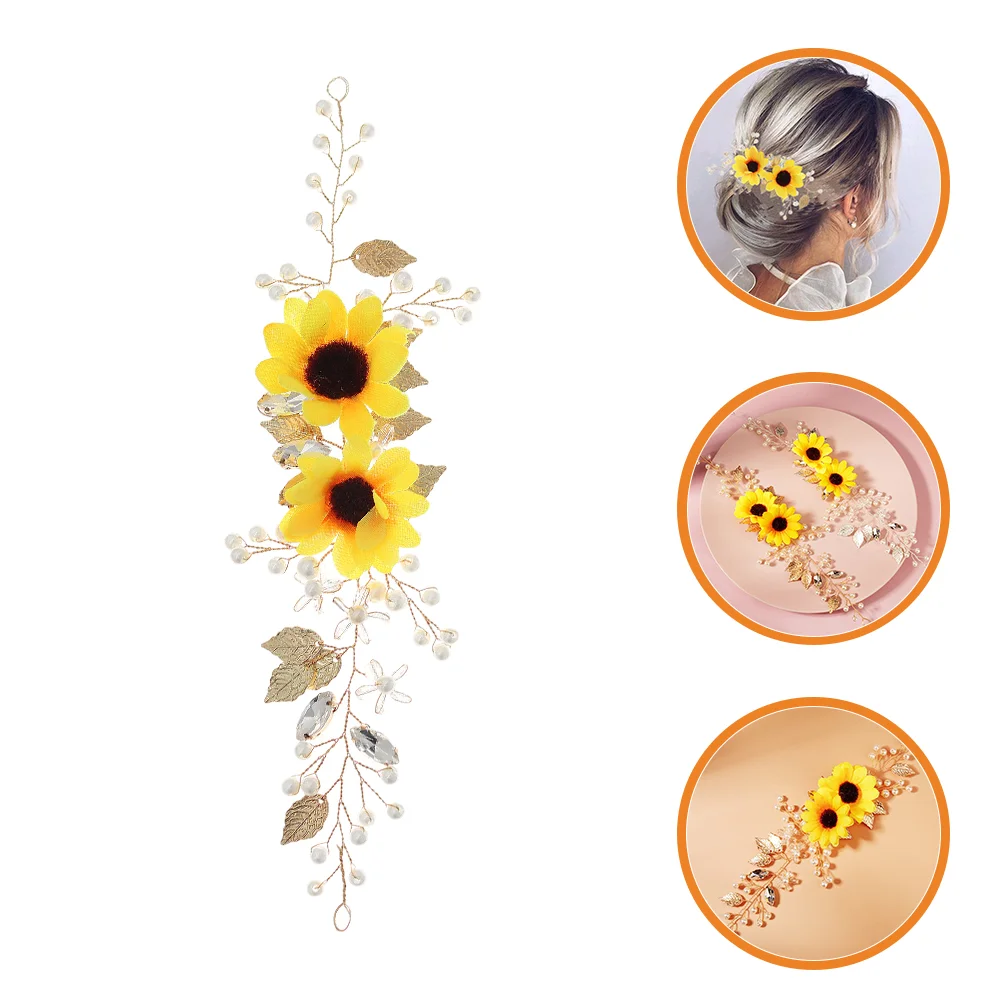 Sun Flower Headband Hair Accessories Flowers Headpiece Makeup for Women Clothing Bridal