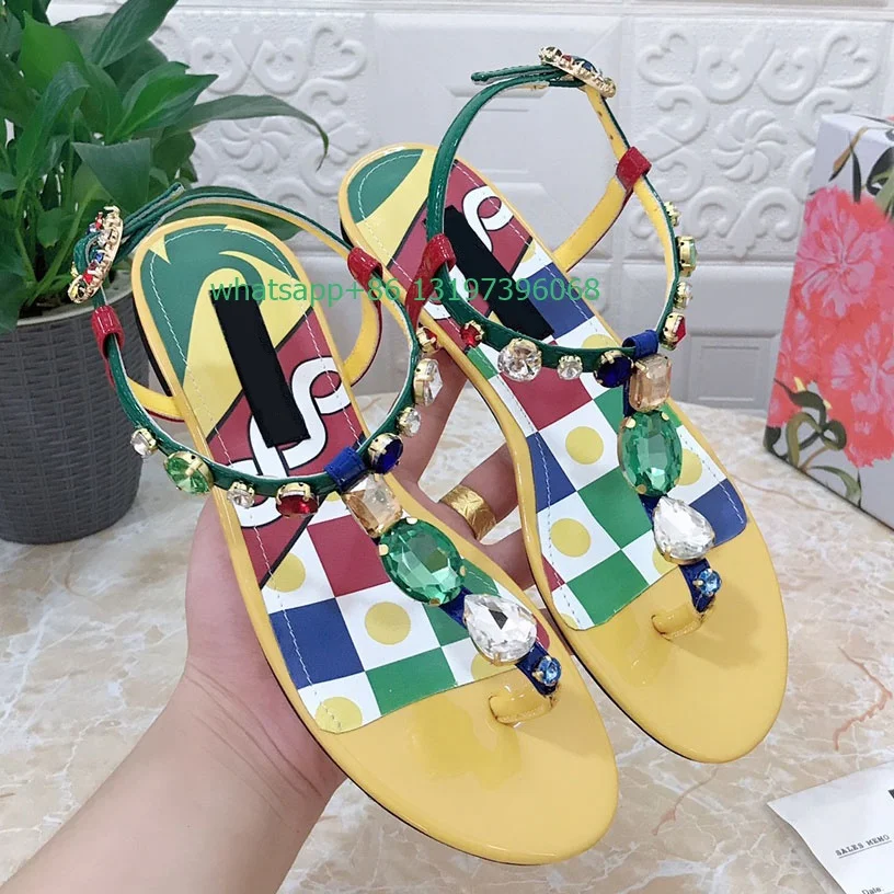 

Lady color crystal design flip flops flats shoes colorful buckle sandals Y2K vintage causal shoes size 35-43 footwear summer