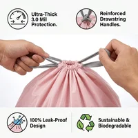 Pink Drawstring Trash Bags, Thickened Leakproof Tear Resistant Easy Tie Odor Resistant for Kitchen Bathroom Office Daily Home Use Households Busy Families Small Trash Can Liners Household Cleaning Garbage Bags 3