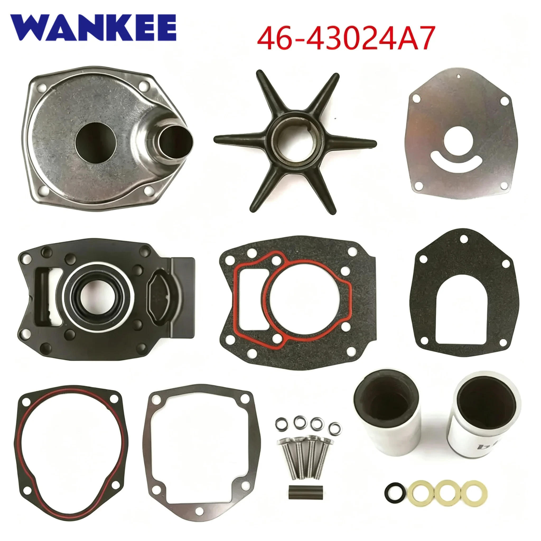 Water Pump Impeller Kit 46-43024A7 For Mercury Mariner 60-125 HP 46-8M0113799
