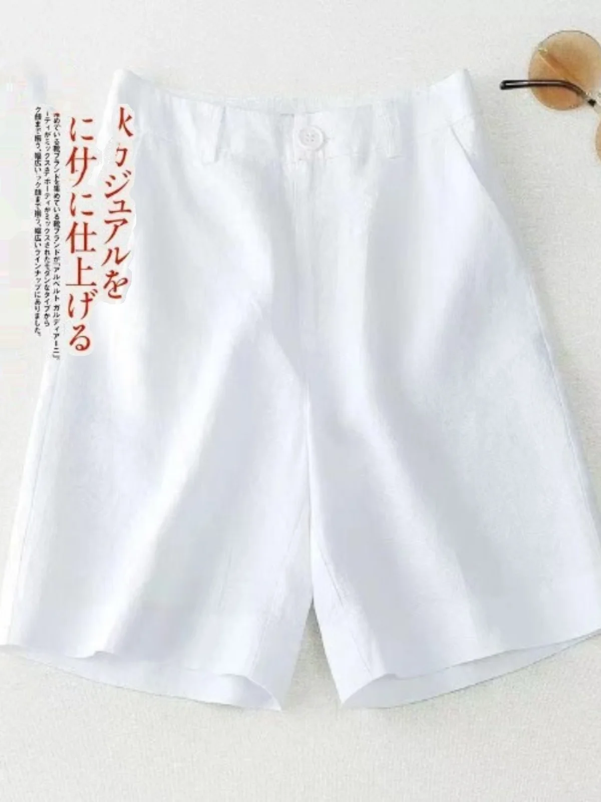 Plones cortos informs de cintura alta y pierna ancha para mujer, estilo urbano, moda de verano, detalle de bolsillo co...