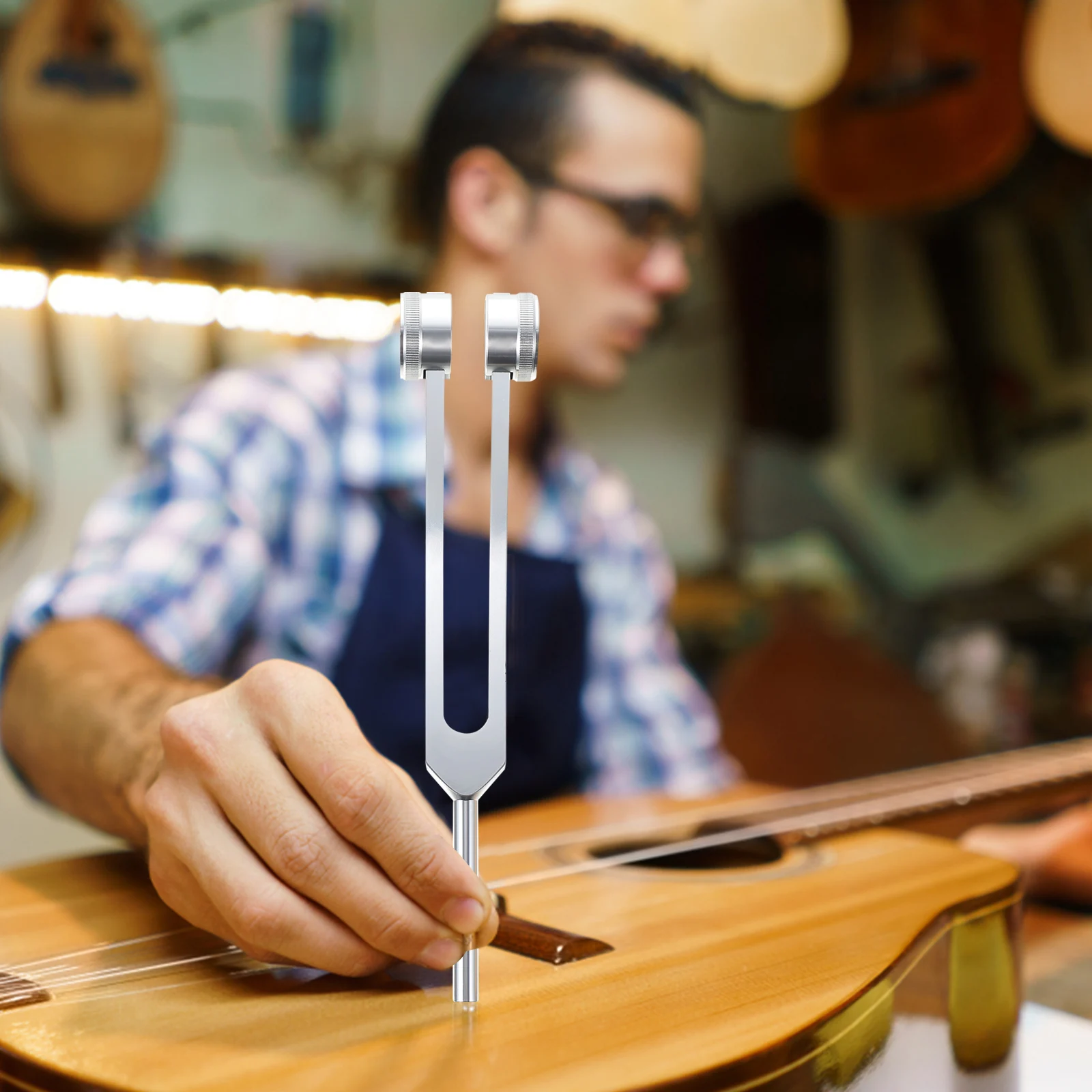

128HZ Ear Tuning Fork Aluminum Alloy 21 5CM Silver Color Wooden Mallet Hearing Test Practical Lightweight Durable Design Musical