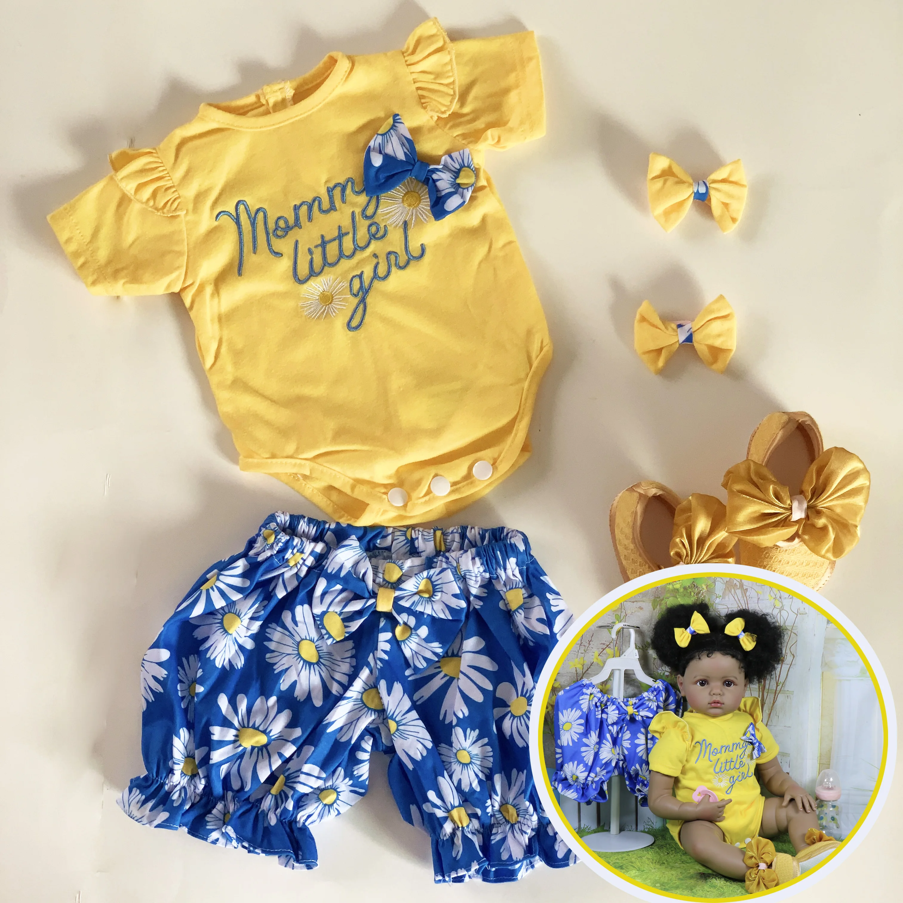 Ubranka dla lalek Reborn YingHuanMei, zestaw ubranek dla lalek o wysokości 25 cali, pasuje na lalki Reborn o wysokości 24-25 cali, dla noworodka dziewczynki.