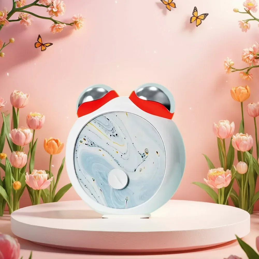 EMS Mini Microcurrent Facial Device Handheld Q-Bear Electric Massage Roller LED Therapy Vibration Beauty Device for Skin Care