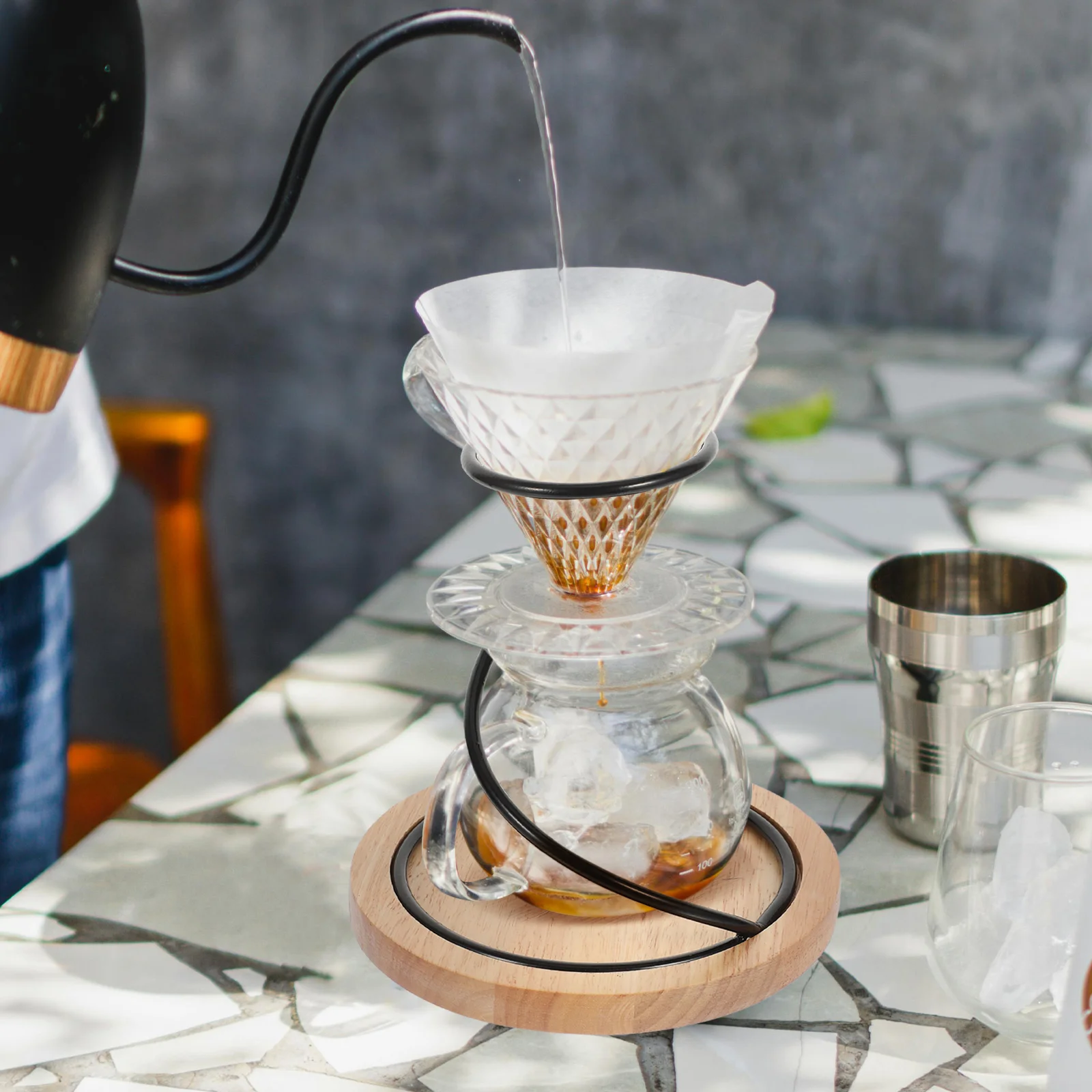 

1pc Extra Large Dripper Stand Iron Filter Cup Holder for Hand Coffee Brewing Glass Cup Included Household Office Cafe Use Coffee