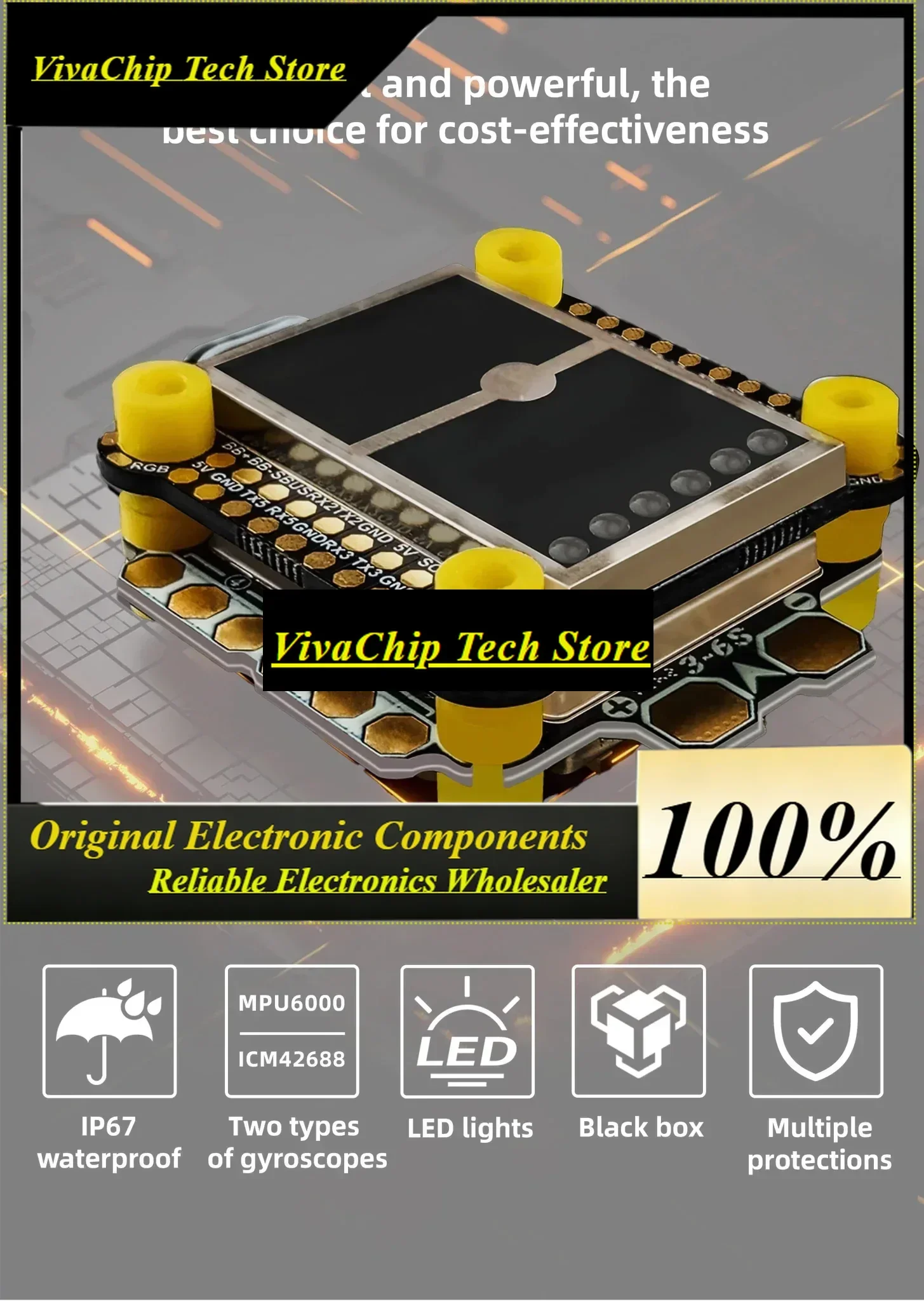 VivaDarwinFPV Cement Series Ultra-Durable F4 60A Waterproof Flight Controller Stack For Drone Quadcopter FPV Racing Airplane