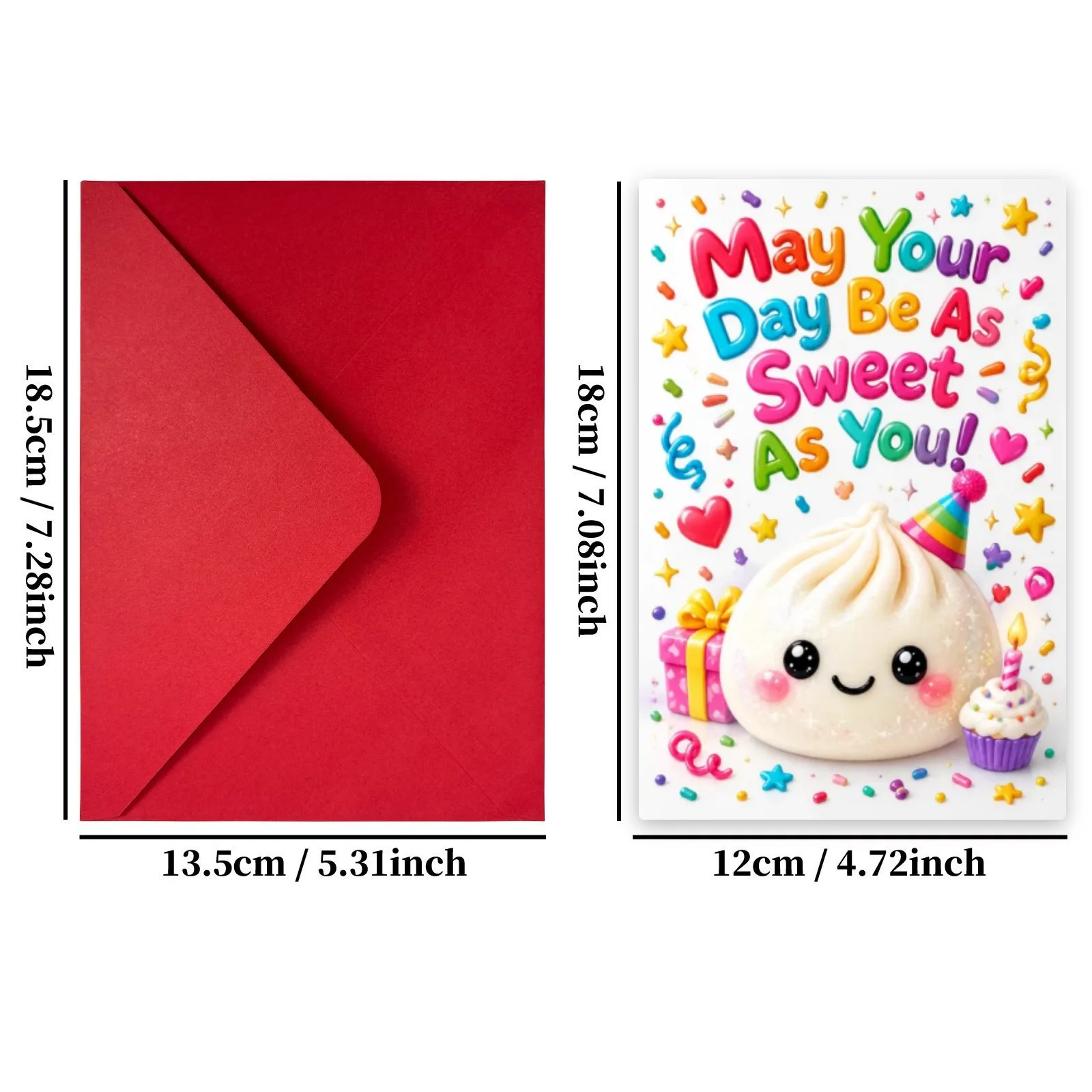 New Cute Fun Cute Squishy Dumpling Bao Bun Greeting Card Colorful Doodle English Blessing Message Card Gift Card Wholesale