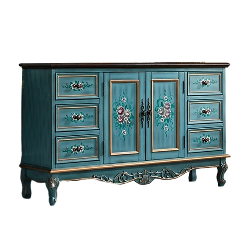 

Solid wood entrance cabinet preparation cabinet vintage painted storage