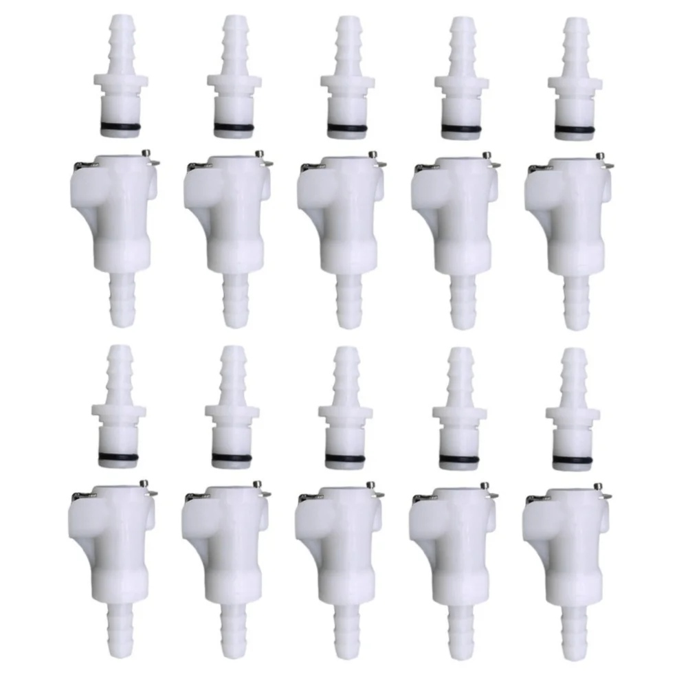 1/4in Plastic Quick Disconnect Couplings Male Female Set 5 Pairs for Industrial Air Systems and Beverage Dispensing Applications