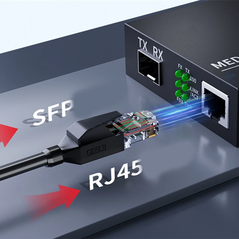 Gigabit SFP to RJ45 Fiber Media Converter LC Single Mode Single Fiber Transceiver 10/100/1000M-A74P