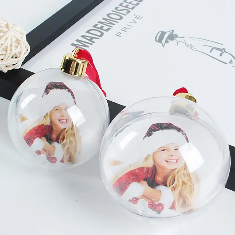 1pc Christmas Photo Insert Ball Transparent Photo Ball Clip Festive Personalize Gift DIY Christmas Tree Pendant Decorations