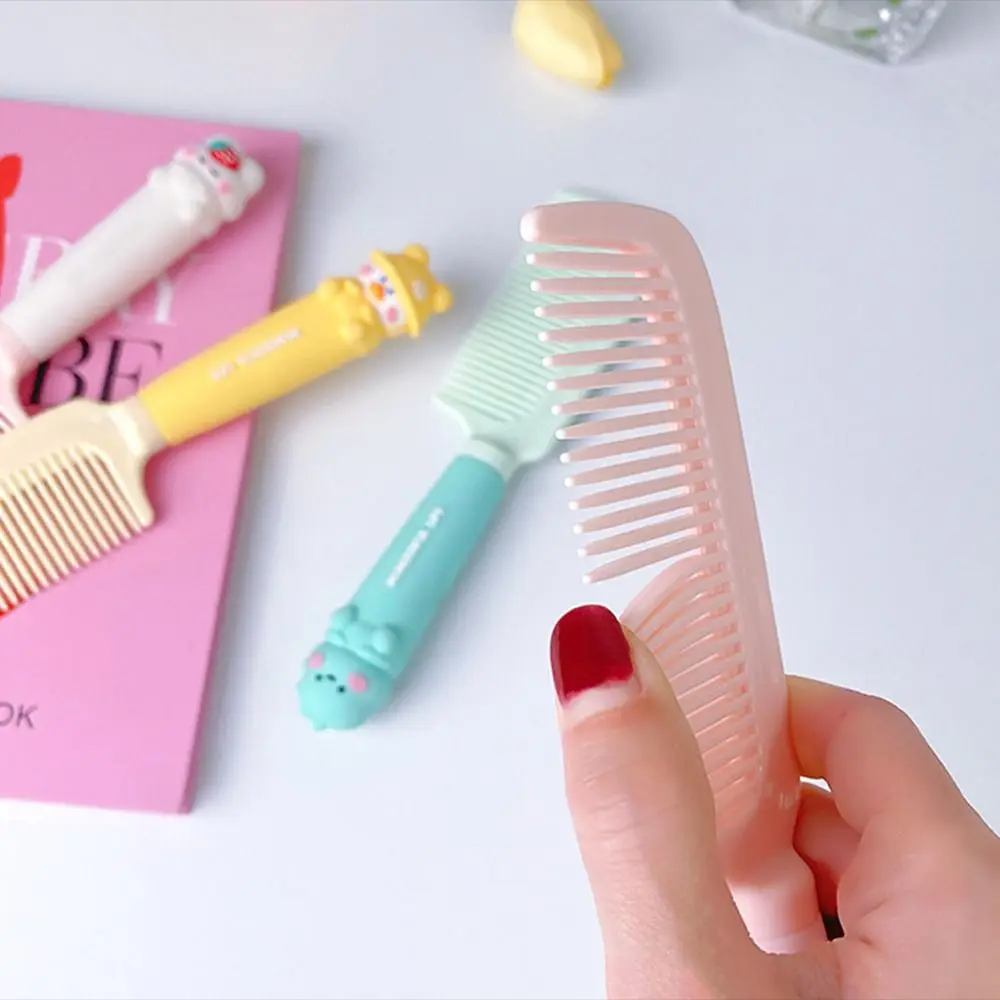 Portable Cute Hairdressing Comb Cartoon Anti-static Massage Comb Girl Heart Untangling Straight Hair Comb Girls