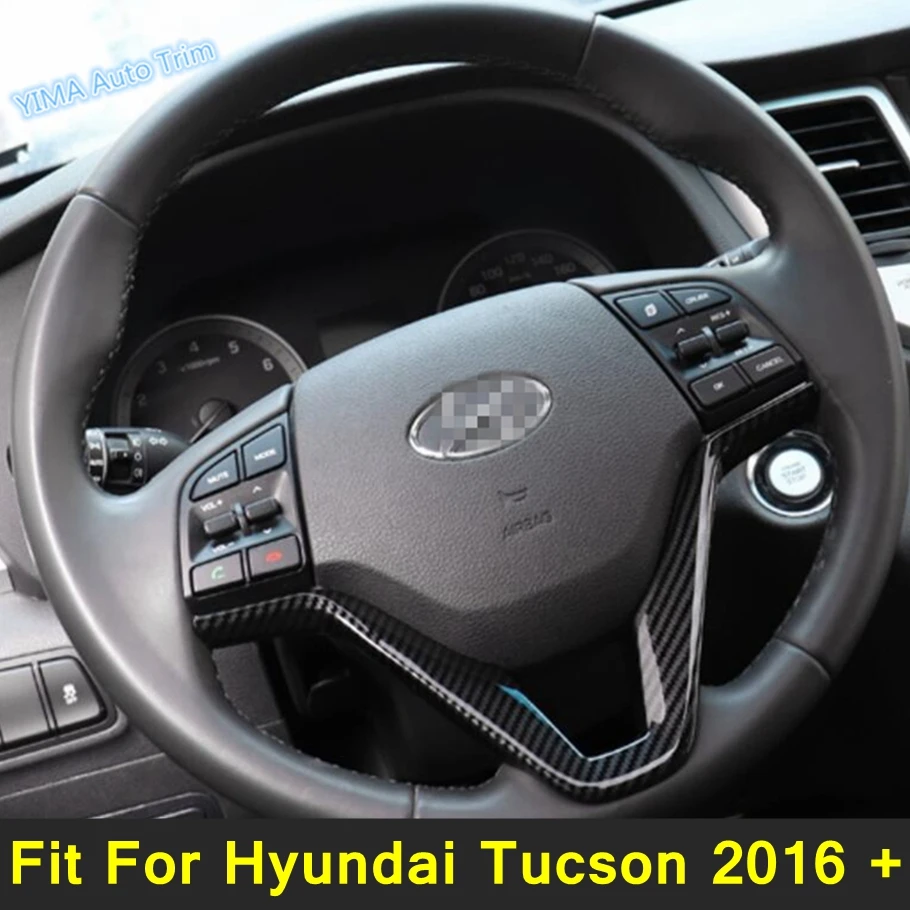 

Auto Steering Wheel Lower "V" Strip Decor Cover Trim For Hyundai Tucson 2016 - 2020 Carbon Fiber Look Interior ABS Accessories