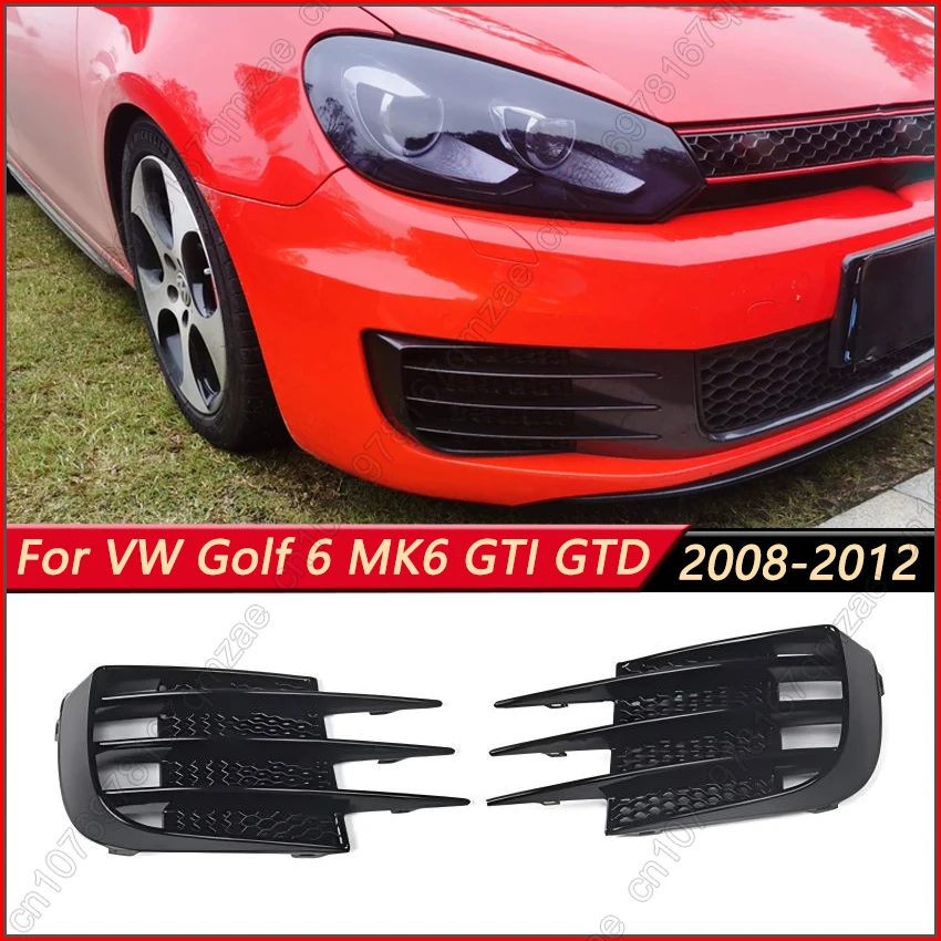 

2 шт. передний бампер автомобиля, противотуманная фара, решетка, крышка для VW Volkswagen Golf 6 MK6 GTI GTD 2008-2012, противотуманная фара, накладка на кузов, комплекты