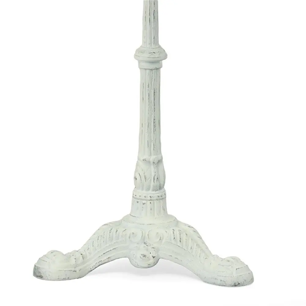 Contemporary Bistro Table, 30 in Mango Wood Top, Whitewash Finish, Powder Coated Cast Iron Base, Modern Rustic Style