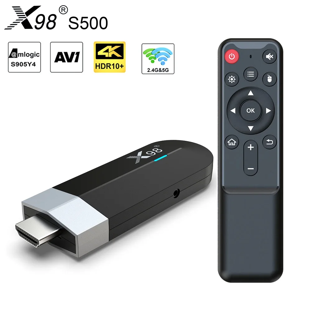 

X98 S500 TV Stick Android 11 Amlogic S905Y4 Quad Core 2G 16G 4G 32G AV1 4K 60fps 5G Wifi Google Player Youtube Dongle TV Box