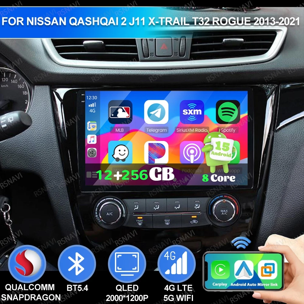 

Android 15 для Nissan Qashqai 2 J11 X-Trail T32 Rogue 2013-2021, автомобильное радио, авторадио, мультимедийный проигрыватель Viedo, головное устройство, автоматический QLED