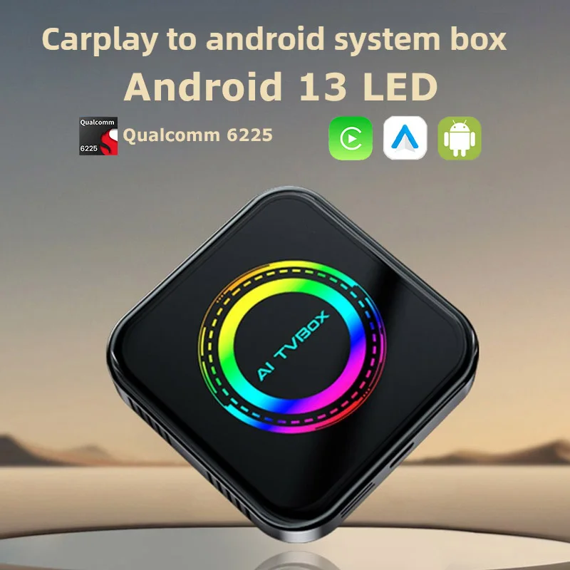 

LED CarPlay TV Box Android Auto Wireless Carplay Adapter Android 13 SM6225 8G 128G Smart Box For Netflix Spotify IPTV Youtube