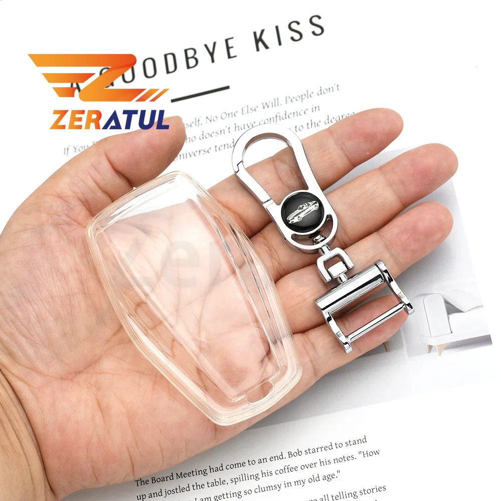 Shell Keychain Car Key Cover Case Holder Transparent Black TPU For Geely Emgrand Altas Coolray Binray Preface Okavango Monjaro