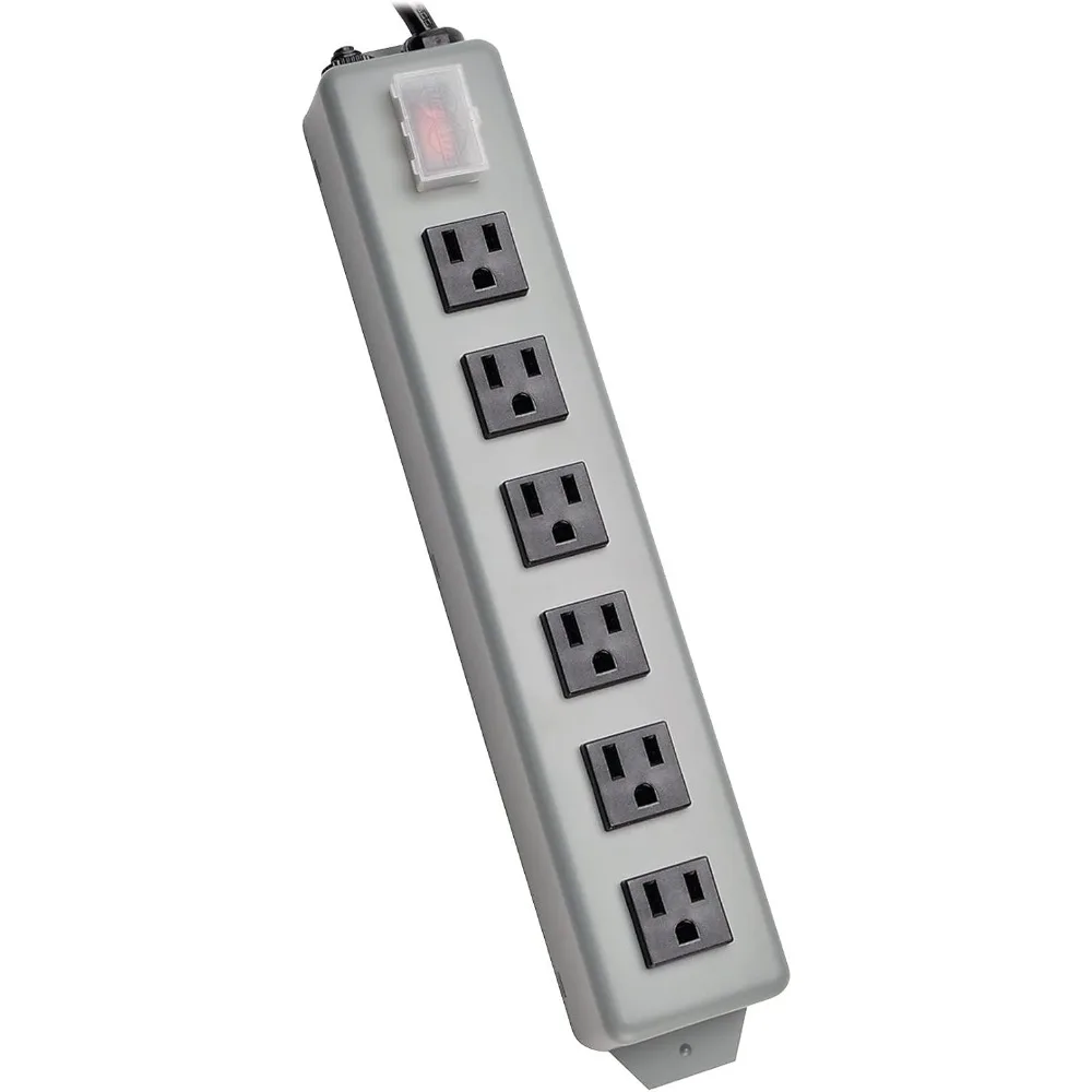 6-Outlet Industrial Surge Protector Power Strip with 6-Foot Cord and 5-15P Plug, Blue
