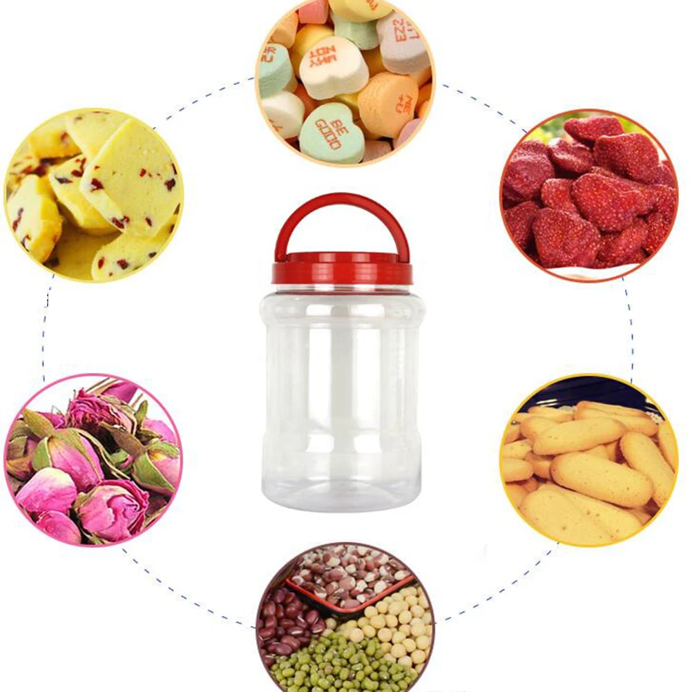 

3 Pcs Handle Plastic Bottle Sealing Can Cereal Container Flour Storage Kitchen Food Jar