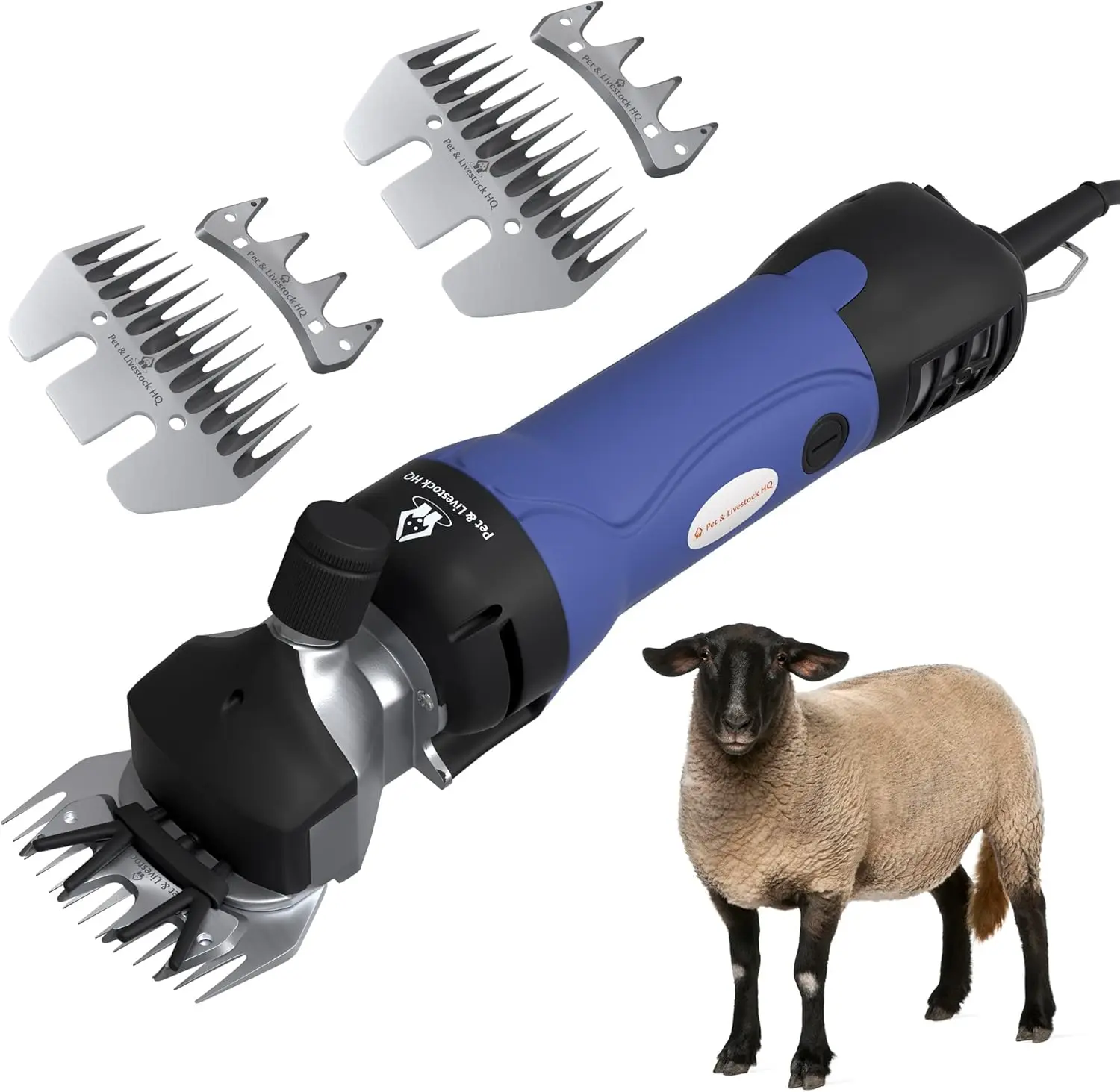 Electric Sheep Shears with 6-Speed Control, 2500RPM - Heavy Duty Grooming Kit for Livestock, Includes Case and Blades