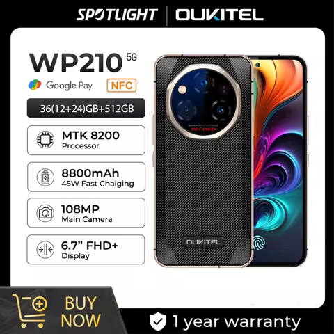 【World Premiere】OUKITEL WP210 Rugged Phone - MTK 8200, 36GB+512GB, 8800mAh 45W, 6.7" FHD+, NFC, 108MP Android15 5G Smartphone