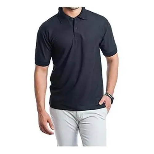 T-shirt Polo Collar Short arm 100 Cotton POCKET XL black