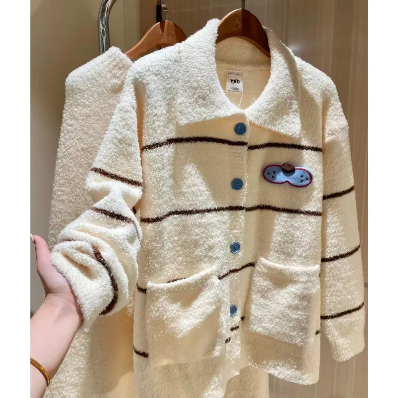 Novo conjunto de pijama de design minimalista 2025, adequado para sair ou dormir em casa, macio, confortável e quente