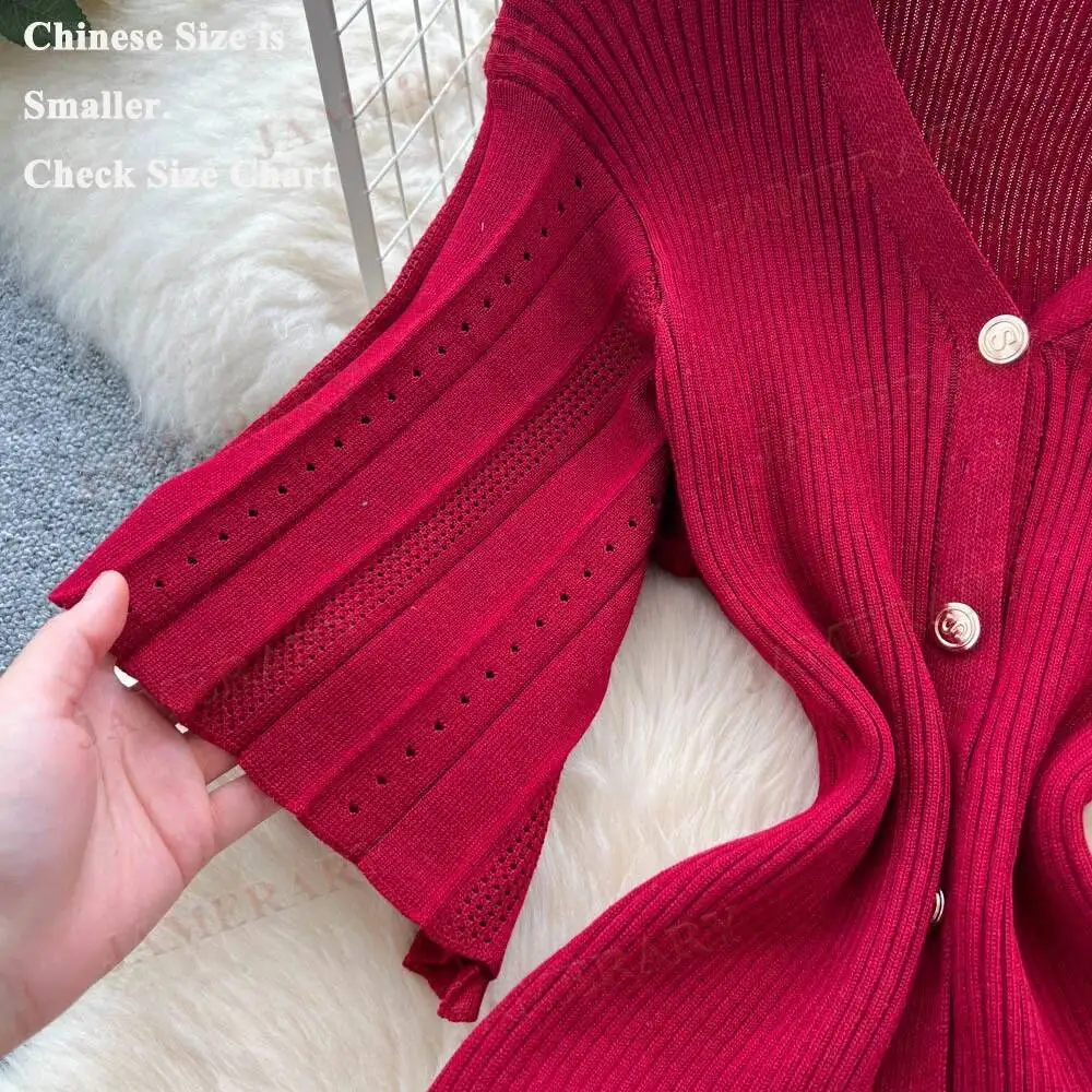 夏マーメイドニットロングドレス女性シングルブレストスリット半袖ニットセータードレス女性