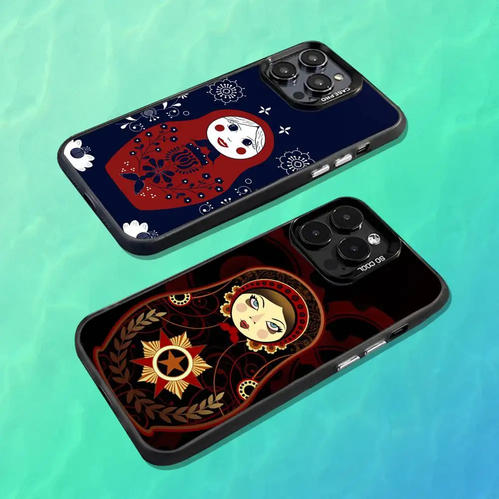 

Dolls Matryoshka Russian Phone Case For iPhone 16,15,14,13,12,11,Mini,Pro,MAX Black Matte Shockproof Cover