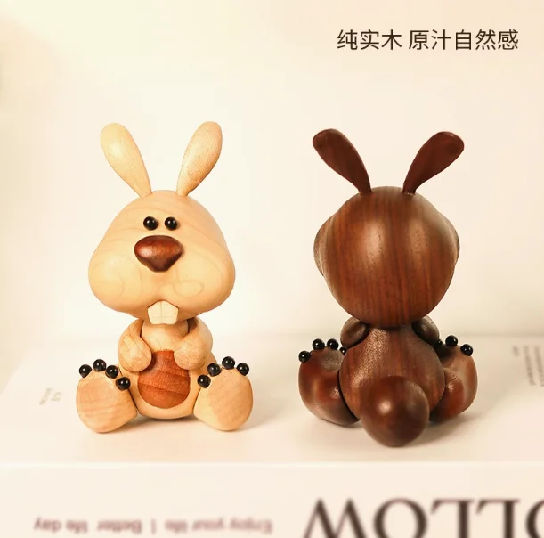 Oui Wooden Hand-made Crafts Cute Lovely Bugs Bunny Mini Furniture Wood Wax Oil Water-based Paint Eco-friendly Gift Toy