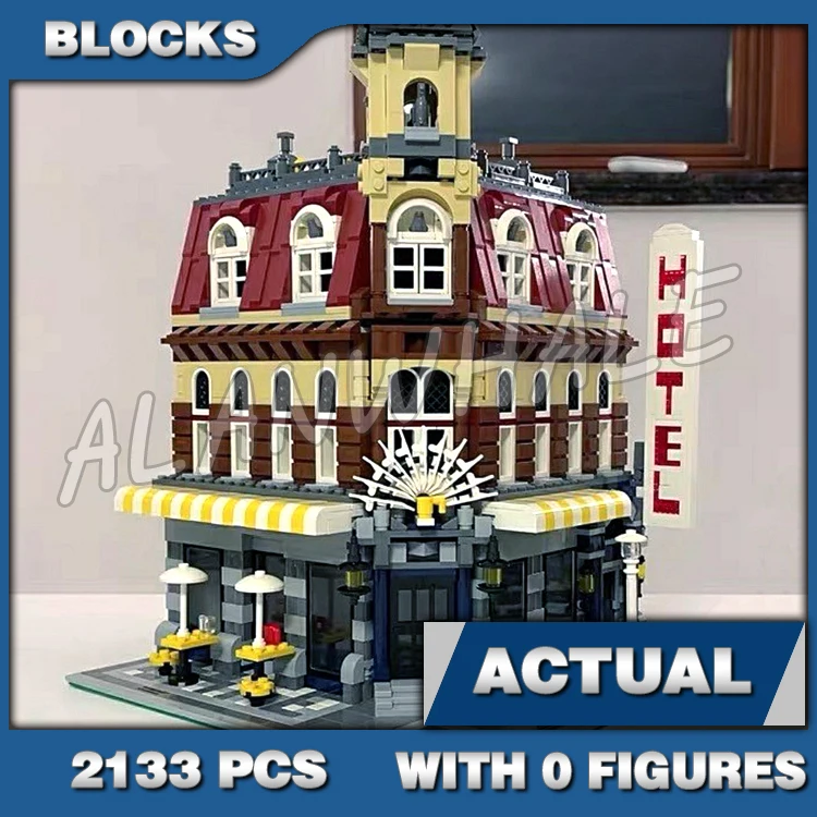 

2133pcs Creative Expert Cafe Corner Ctiy Hotel Modular Street View 15002 Building Block Sets Compatible With Model