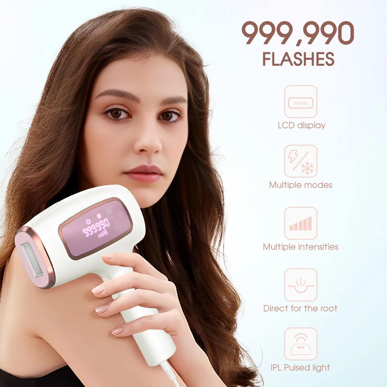 Home Use 999,990 Flashes 5 Levels IPL Laser Hair Removal for Women Permanent Bikini Body Epilator Painless Ice-Cooling Head