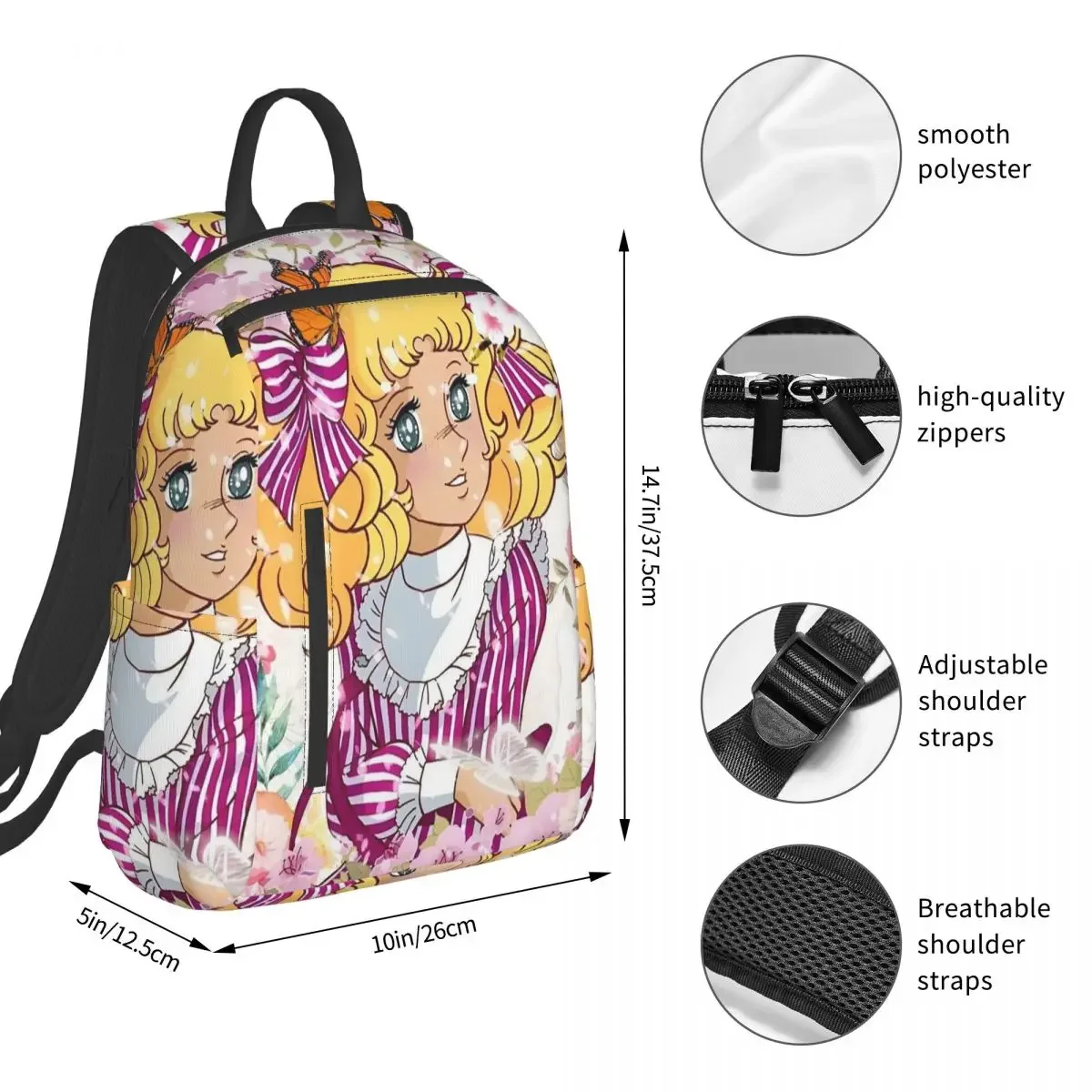 Candy Candy Anime Manga Backpack Student BookBag Children School Bag Computer Shoulder Bags Boys Girls