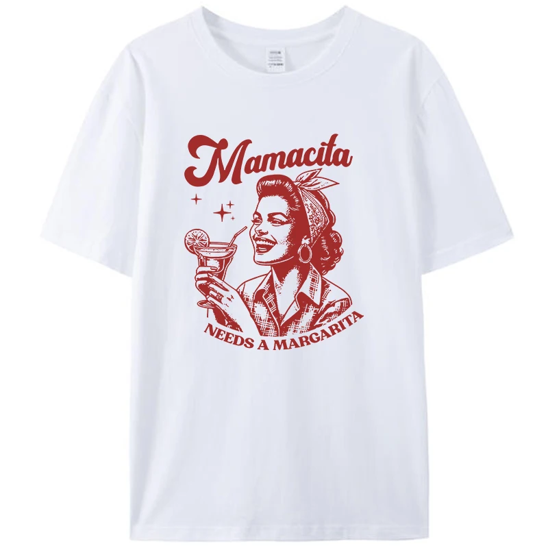 Забавная футболка Mamacita Needs A Margarita Meme, хлопковые топы, футболки, женская одежда, уличная одежда унисекс большого размера