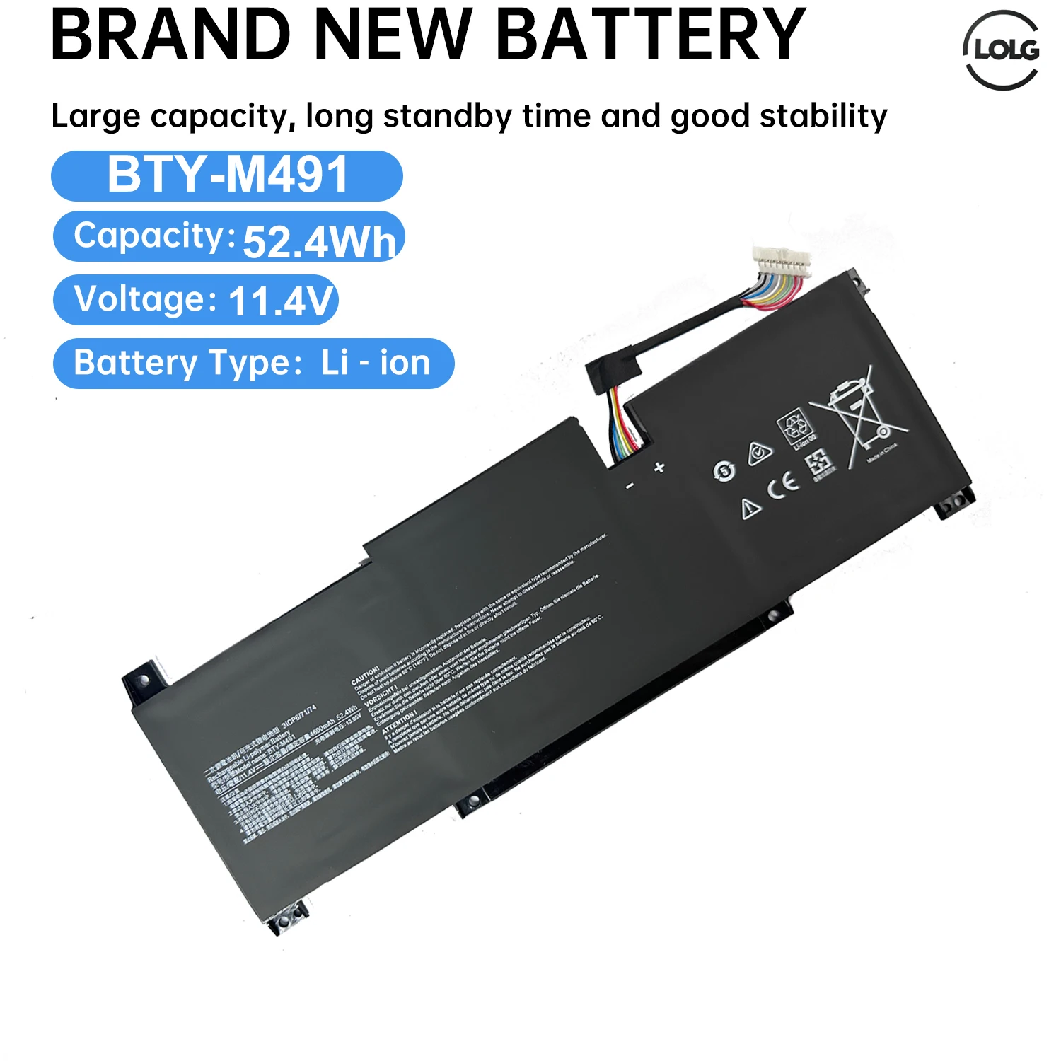 

BTY-M491 аккумулятор для ноутбука MSI Modern 15 A10M-014 A10RAS-258 A10RB-041TW A10RD A11M A11SB-059 A4MW Prestige14 11,4 В 4600 мАч