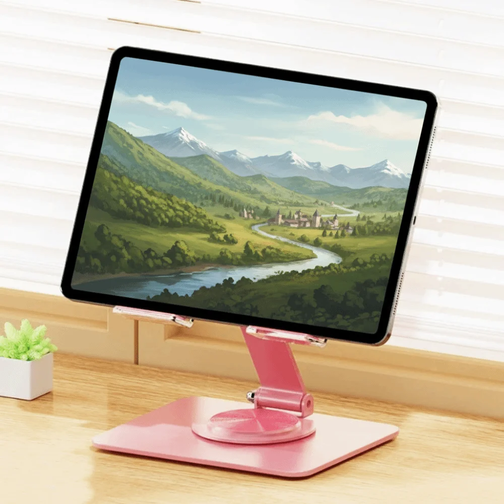 Rotatable Foldable Tablet Stand Hollow Rabbit Metal Frame Tablet Foldable Holder Adjustable Aryclic Panel Tablet Phone Bracket
